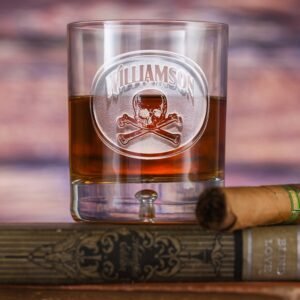Jersey-llc Skull & Bones Crystal Whiskey Glass – Unique Engraved Tumbler